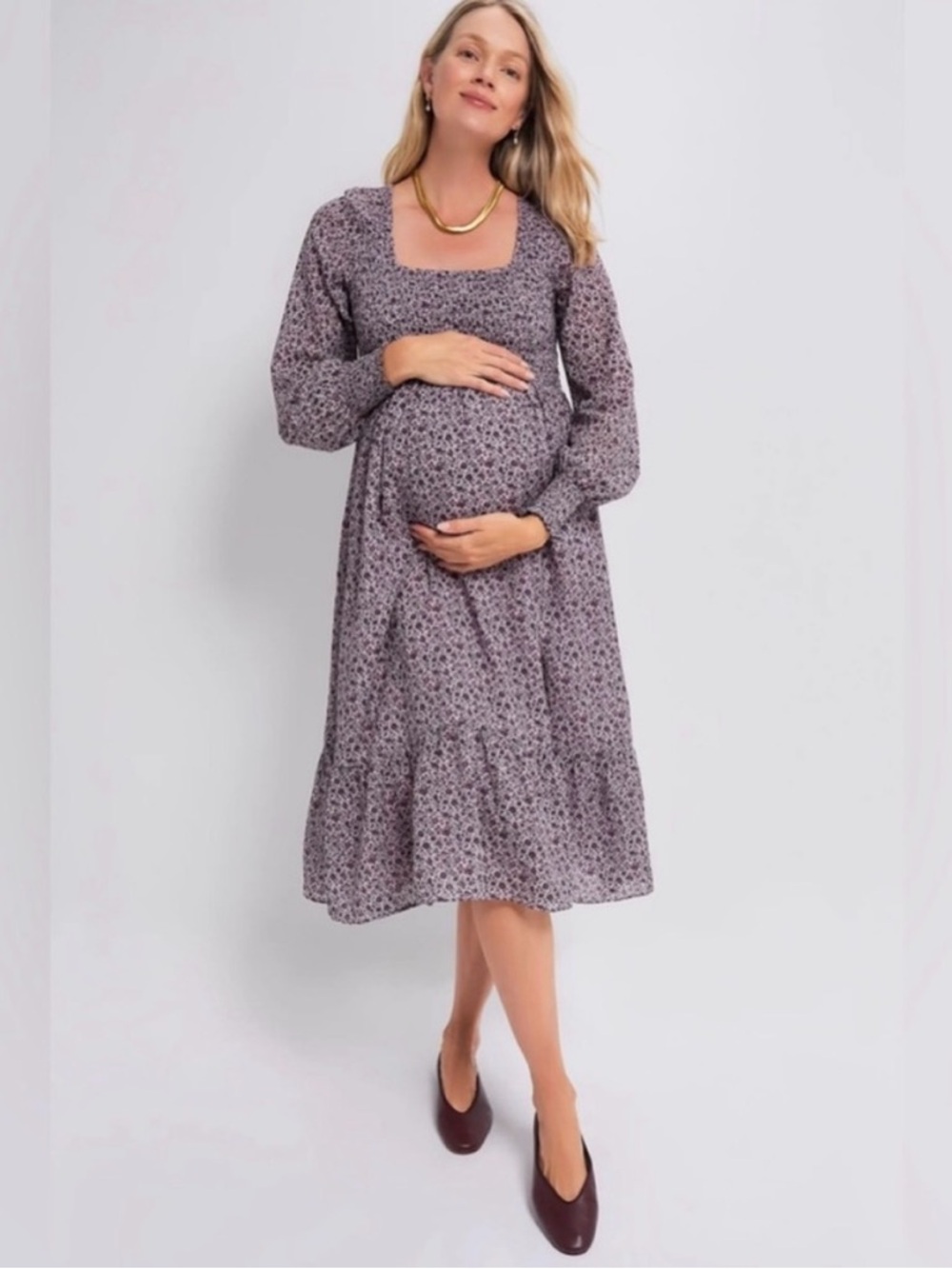 HATCH Maternity The Lucy Dress in Cottage Floral Hyacinth / Size 2 /